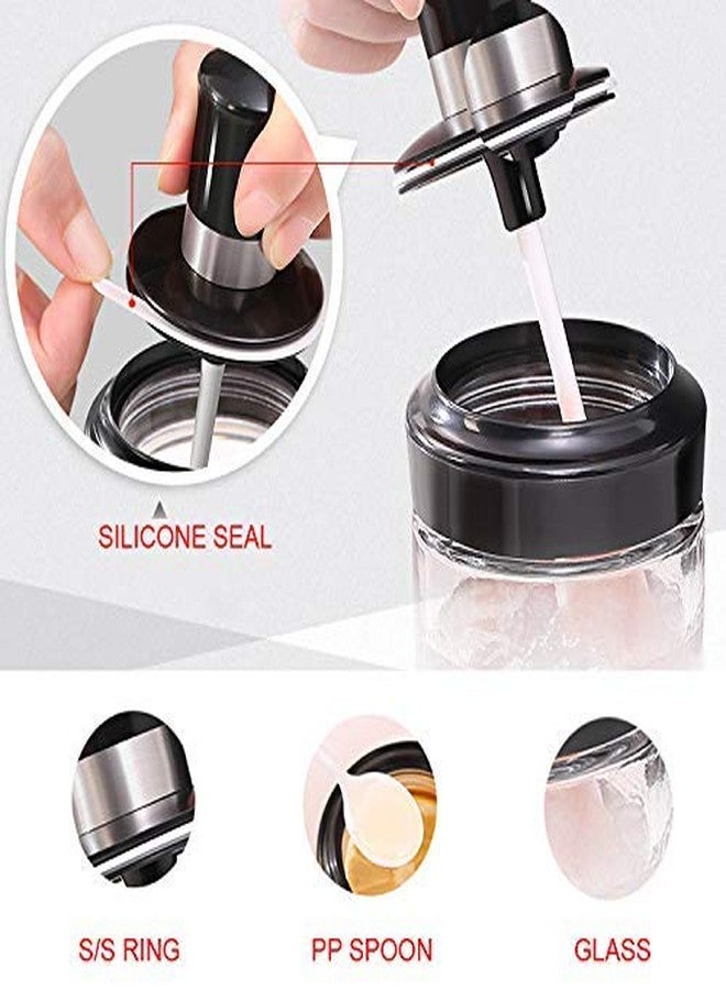 Meetzone برطمان تخزين الطعام والتوابل المصنوع من زجاج البوروسيليكات من ميتزون مع ملعقة وبرطمان تخزين الطعام مع فرشاة (250 مل، متعدد الألوان) - Image 5